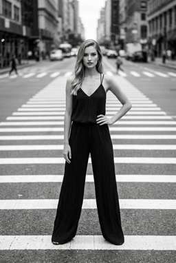 Anna 2 Flowy - B&W Crosswalk Stripes [VAR:1]